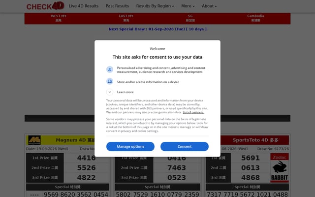 Screenshot of check4d.com