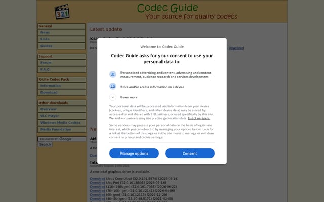 Screenshot of codecguide.com