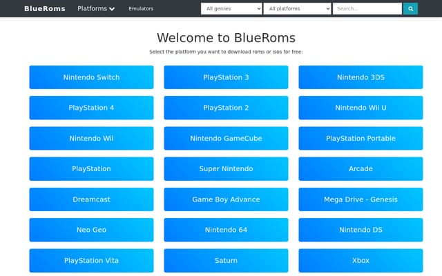 Screenshot of blueroms.ws