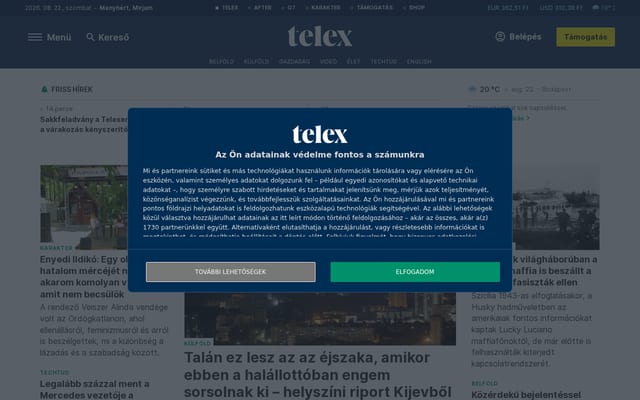 Screenshot of telex.hu