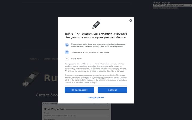 Screenshot of rufus.ie