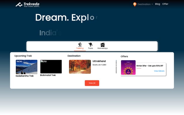 Screenshot of trekveda.com