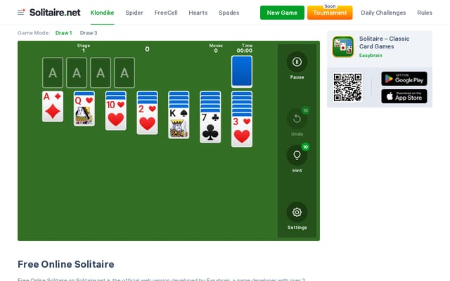 Screenshot of solitaire.net