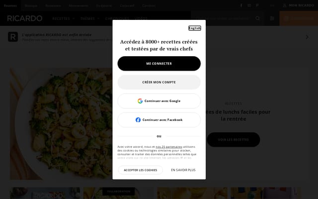 Screenshot of ricardocuisine.com