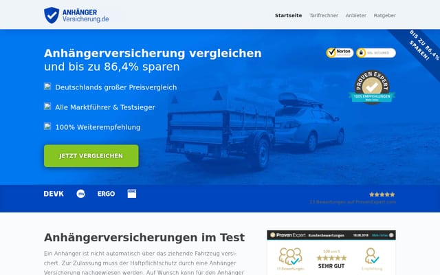 Screenshot of anhaenger-versicherung.de