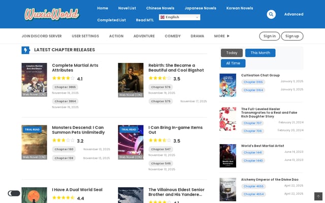 Screenshot of wuxiaworld.site