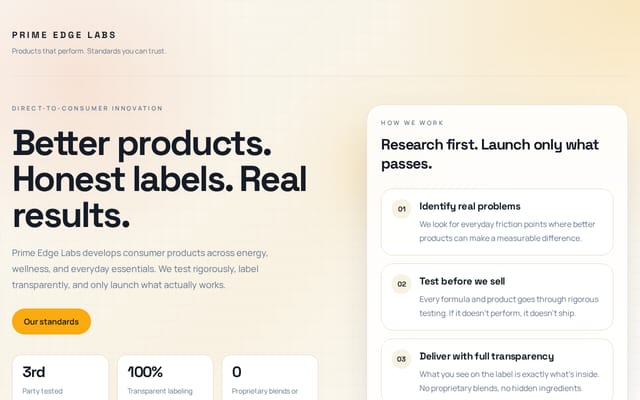 Screenshot of primeedgelabs.com