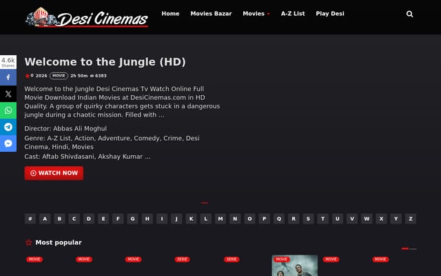 Screenshot of desi-cinemas.tv