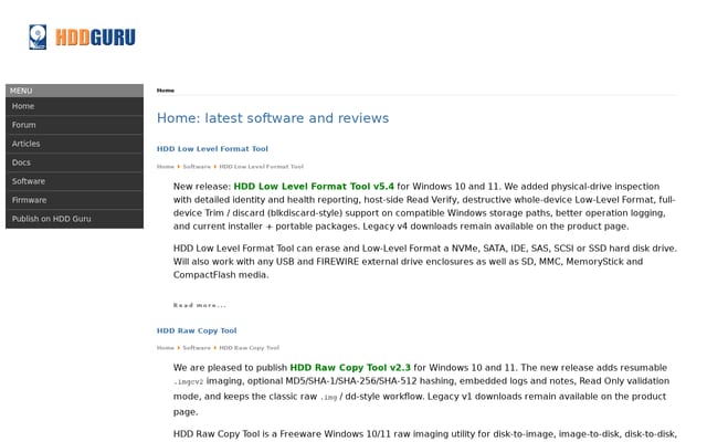 Screenshot of hddguru.com
