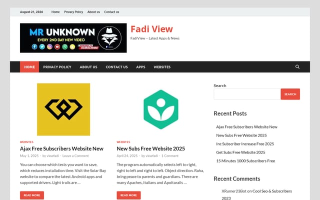 Screenshot of fadiview.xyz