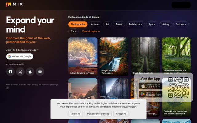 Screenshot of mix.com