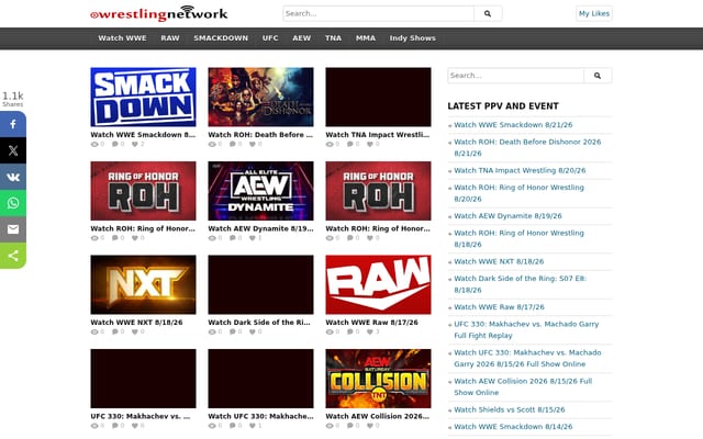 Screenshot of wrestlingnetwork.in