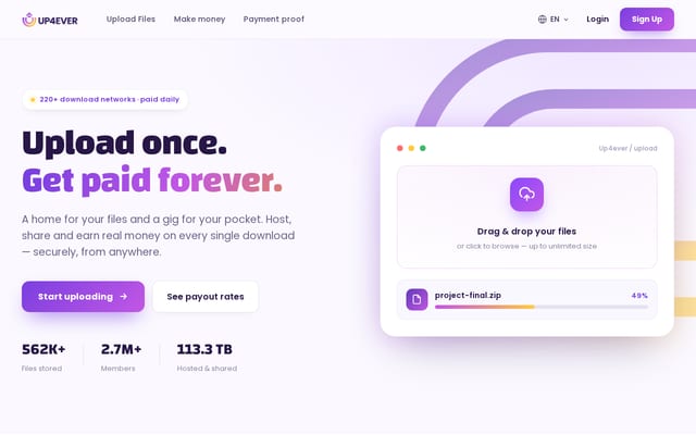 Screenshot of upload-4ever.com