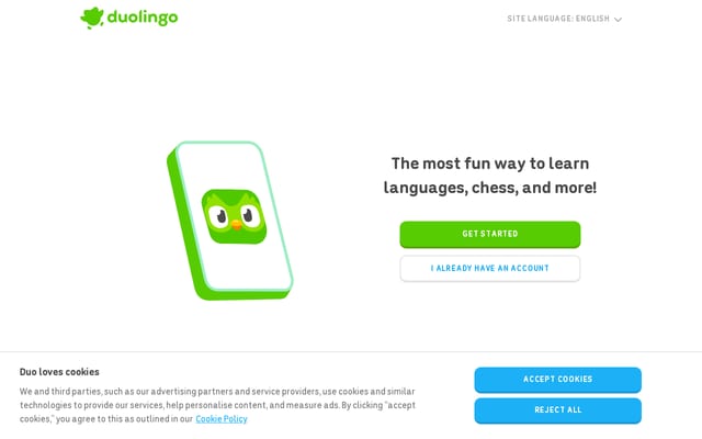 Screenshot of duolingo.com