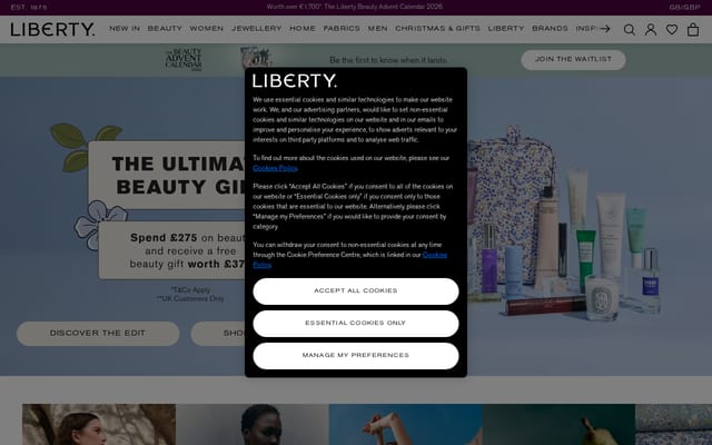 Screenshot of libertylondon.com