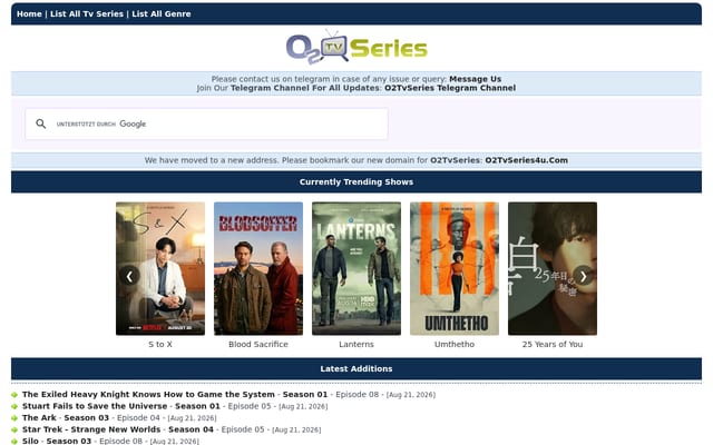 Screenshot of o2tv.org