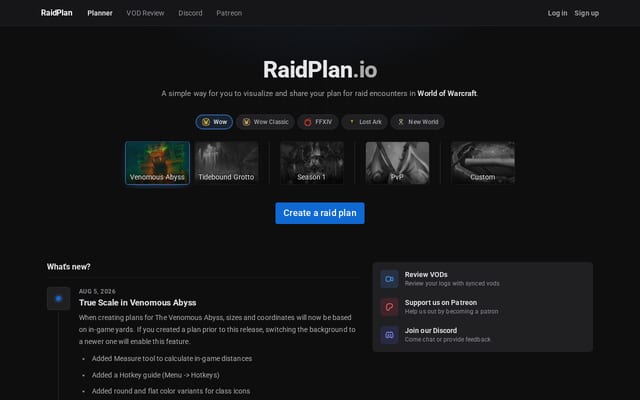 Screenshot of raidplan.io