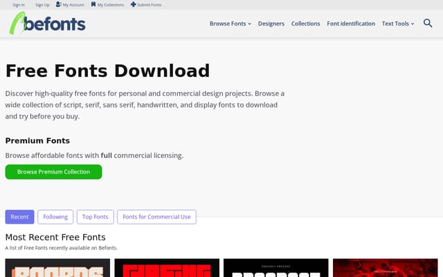Screenshot of befonts.com