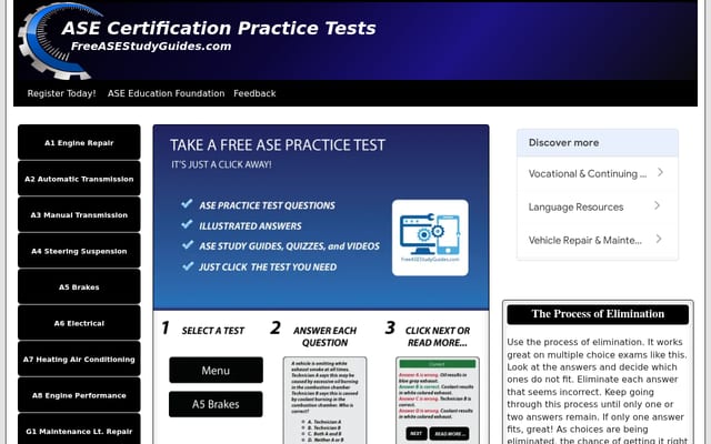 Screenshot of freeasestudyguides.com