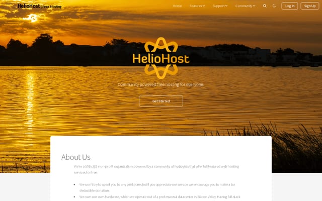 Screenshot of heliohost.org
