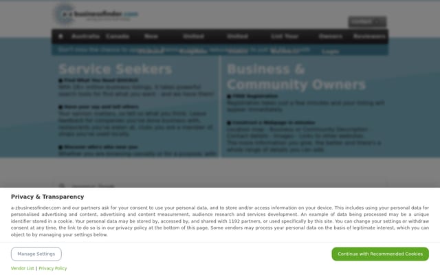 Screenshot of a-zbusinessfinder.com