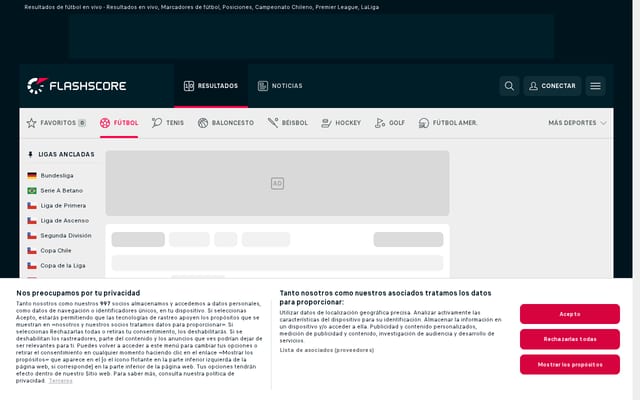 Screenshot of flashscore.cl