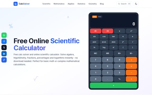 Screenshot of calcsolver.me