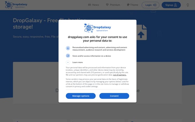 Screenshot of dropgalaxy.com