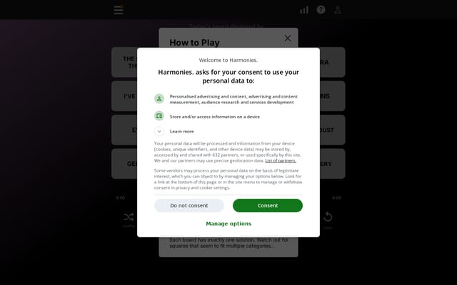 Screenshot of harmonies.io