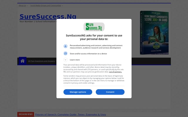 Screenshot of suresuccess.ng