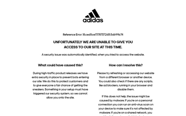 Screenshot of adidas.ca
