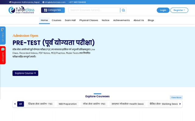 Screenshot of etutorclass.com