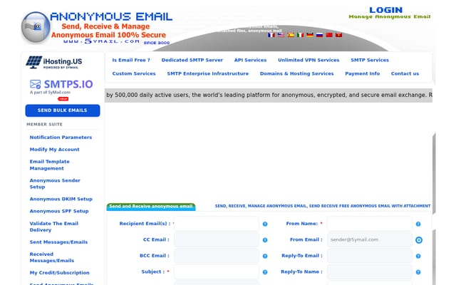 Screenshot of 5ymail.com