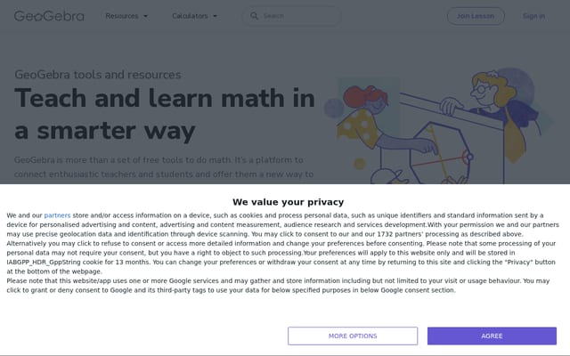 Screenshot of geogebra.org
