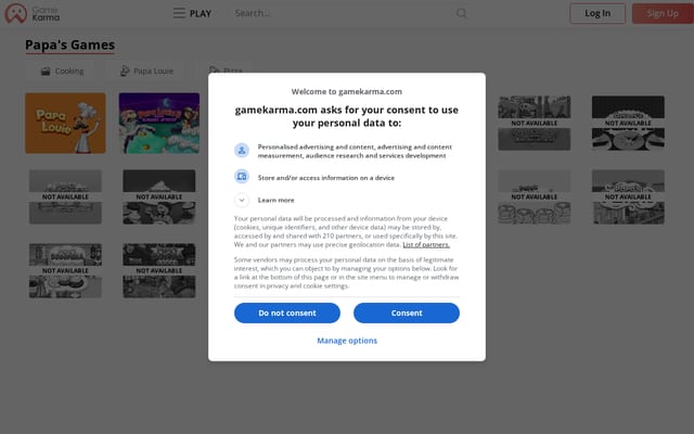 Screenshot of papasgames.io