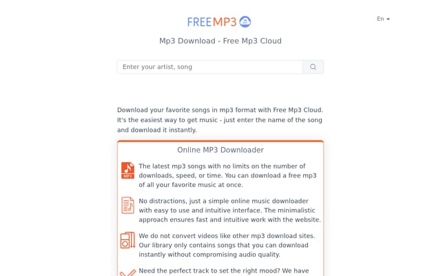 Screenshot of freemp3cloud.com