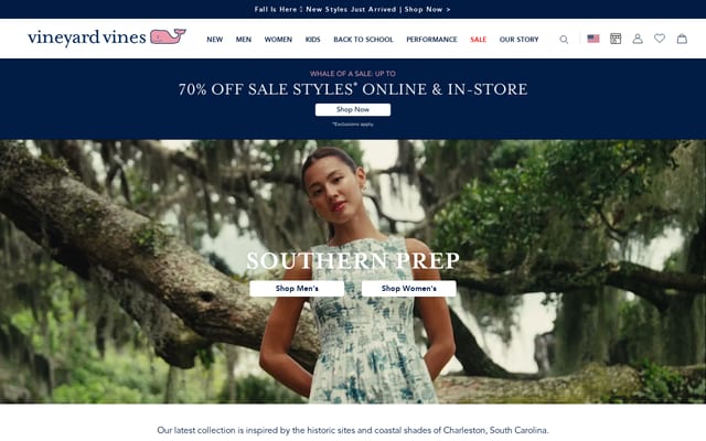 Screenshot of vineyardvines.com