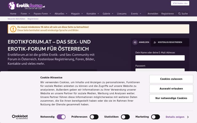 Screenshot of erotikforum.at