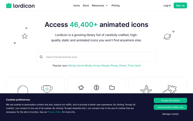 Screenshot of lordicon.com