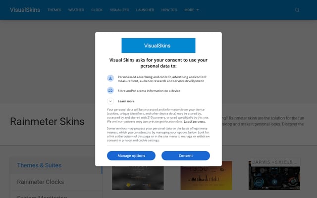 Screenshot of visualskins.com