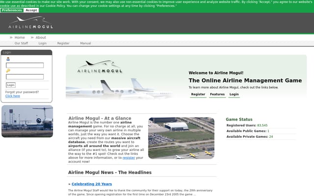 Screenshot of airlinemogul.com