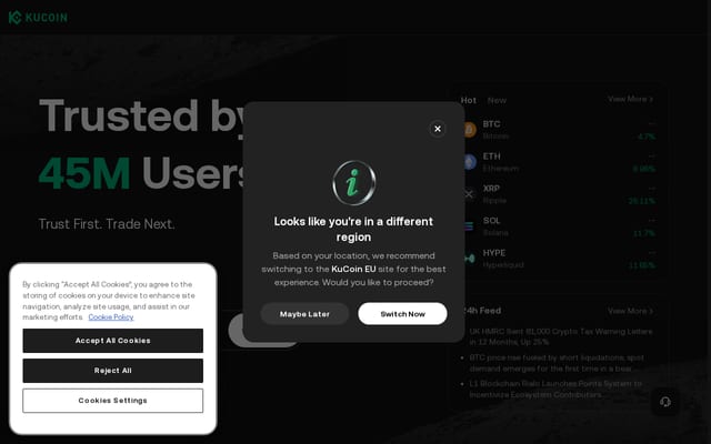 Screenshot of kucoin.com