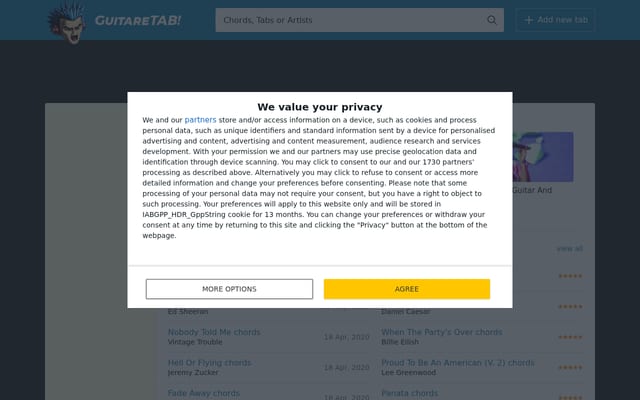 Screenshot of guitaretab.com