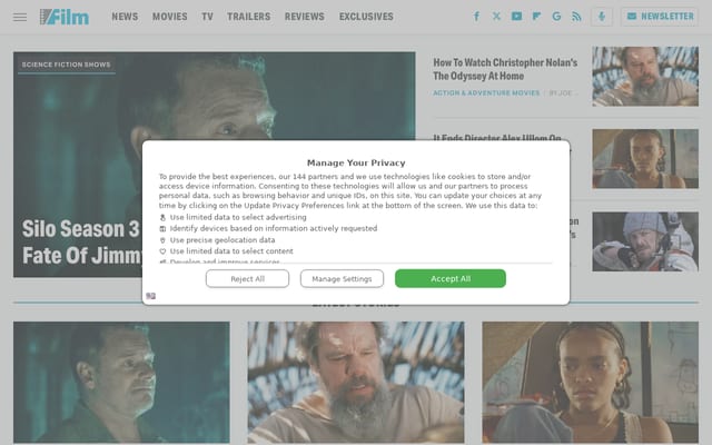 Screenshot of slashfilm.com
