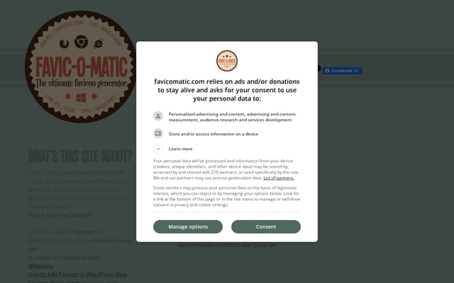 Screenshot of favicomatic.com