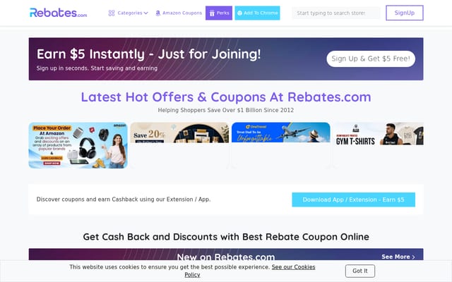 Screenshot of rebates.com