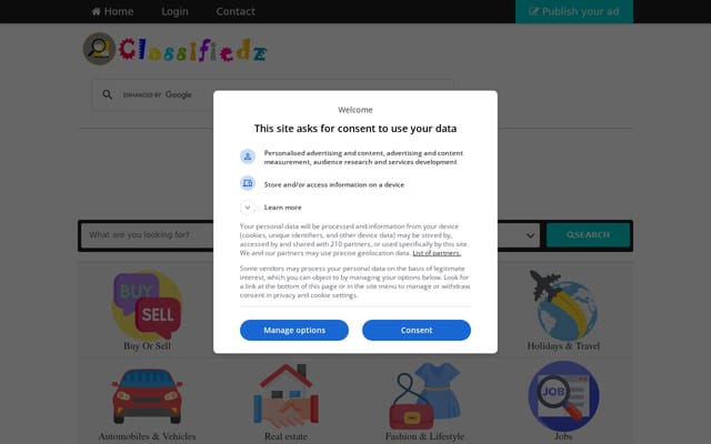 Screenshot of classifiedz.in
