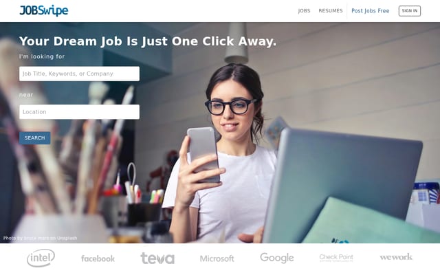 Screenshot of jobswipe.co