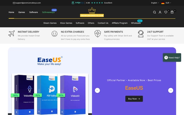 Screenshot of premiumcdkeys.com
