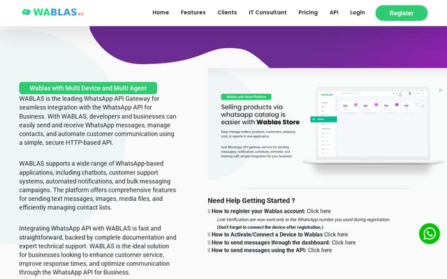 Screenshot of wablas.com